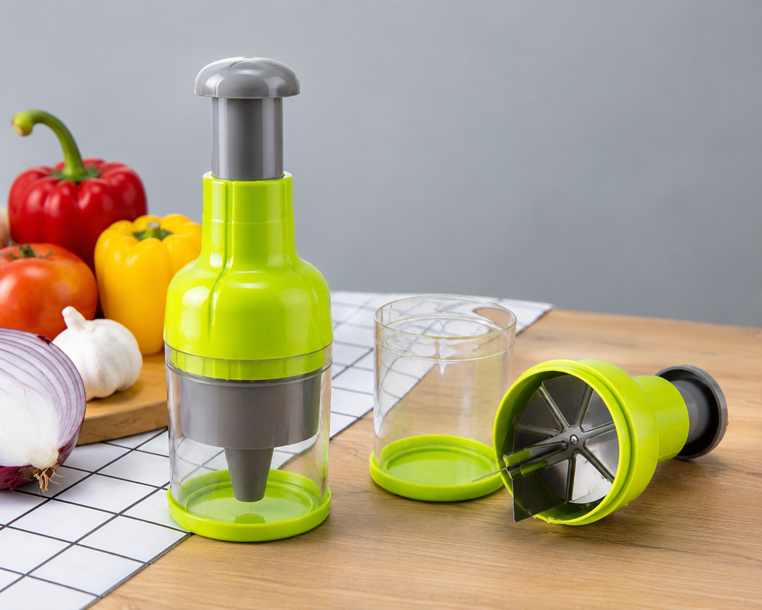 VANTIXO Press Chop Pro – Manual Vegetable Chopper with Stainless Steel Blades